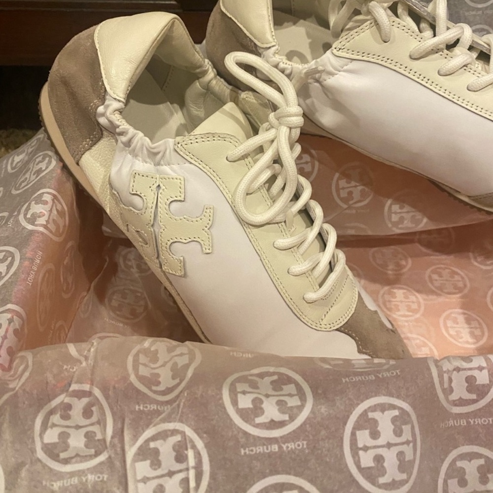 Tory Burch Cream and Tan Sneakers - Picture 2 of 6